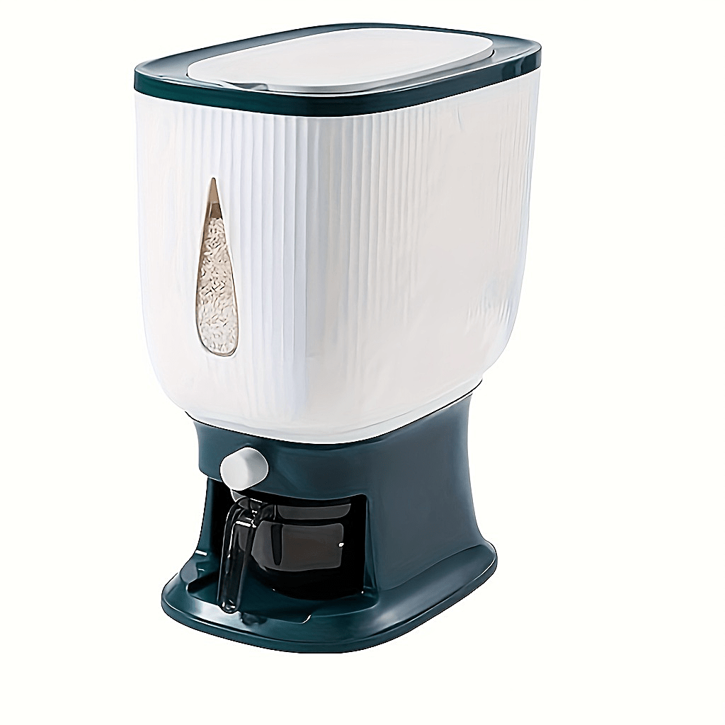 1pc 22.05LB Large Dispenser Grain Storage Container with Airtight Cover & Viewing Window - Heavy-Duty Cereal Bulk Pantry Box for Rice, Wheat, Flour, Pet - Household\u002FCommercial Grain Silo