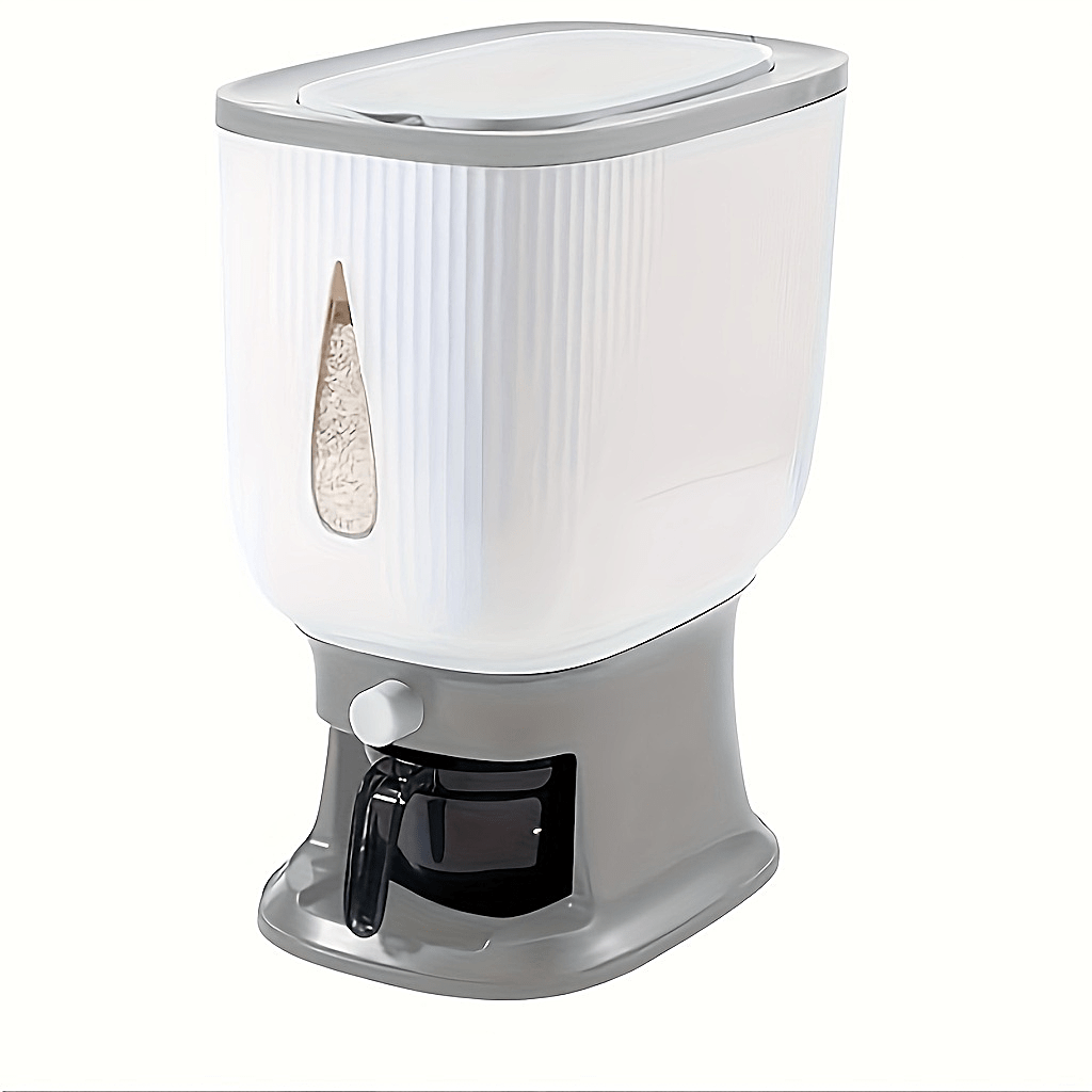 1pc 22.05LB Large Dispenser Grain Storage Container with Airtight Cover & Viewing Window - Heavy-Duty Cereal Bulk Pantry Box for Rice, Wheat, Flour, Pet - Household\u002FCommercial Grain Silo