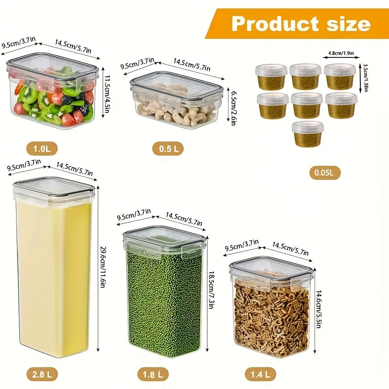 24 Sealed Storage Containers with Lids (12 Lids + 12 Boxes), Plastic Kitchen Storage Containers for Storing Dry Goods, Flour, And Sugar, Comes with Labels And a Marker
