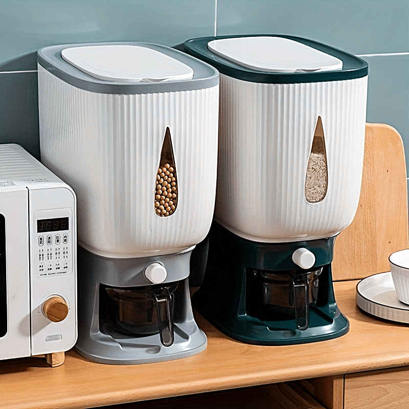 1pc 22.05LB Large Dispenser Grain Storage Container with Airtight Cover & Viewing Window - Heavy-Duty Cereal Bulk Pantry Box for Rice, Wheat, Flour, Pet - Household\u002FCommercial Grain Silo