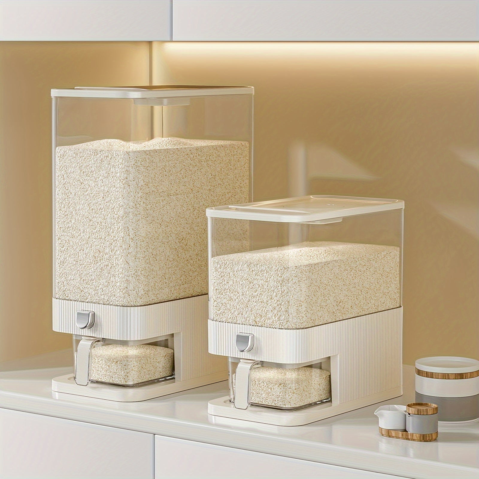 SYNCVIBE Large Rice Dispenser, Sealed Rice Storage Box With Measuring Cup For Kitchen Pantry And Home, Kitchen Soybean Corn Grain Dispenser Bucket, Moisture Resistant Household Kitchen Soybean Corn Grain Dispenser Bucket