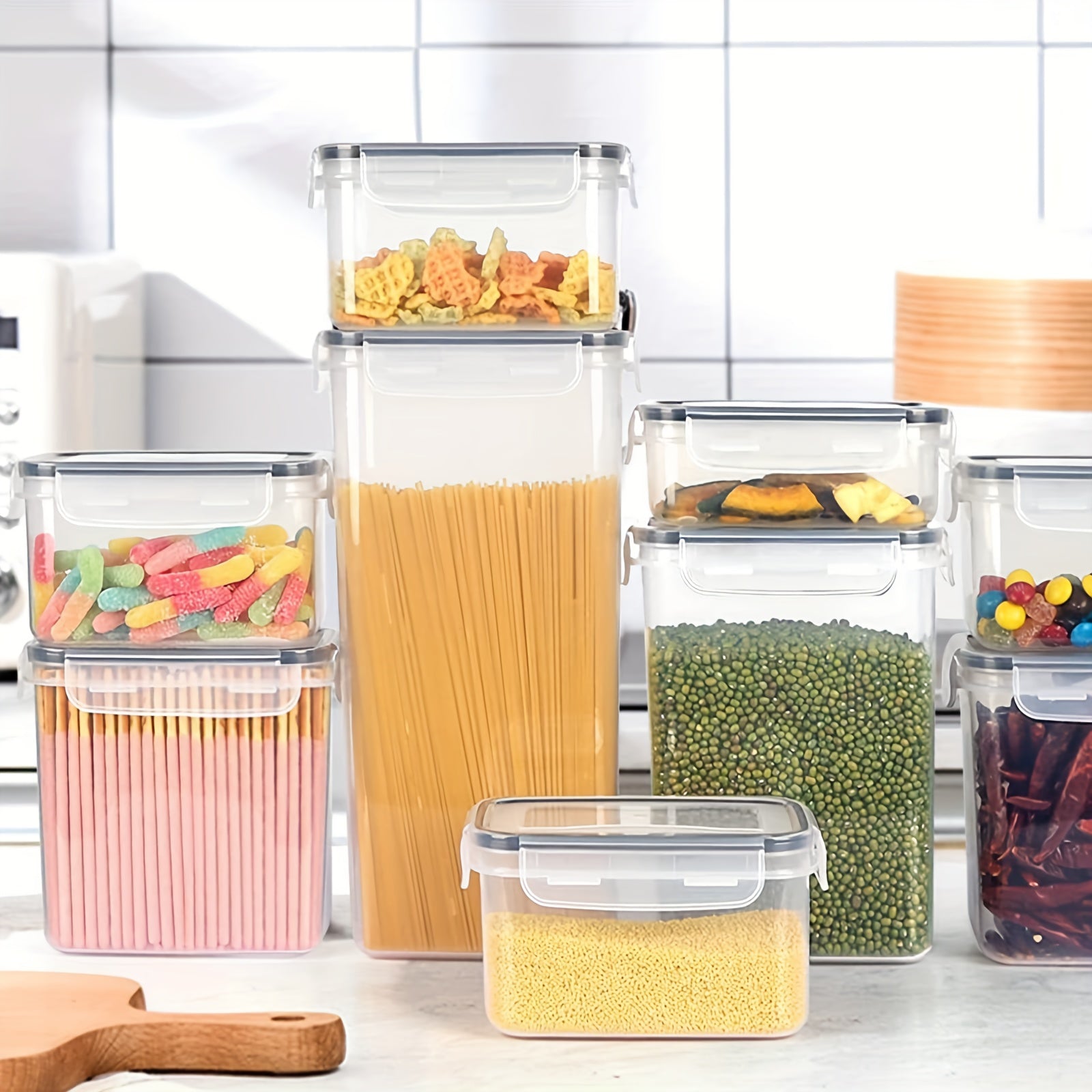 A Set of 12 Airtight Food Storage Containers, Consisting of 6 Containers And 6 Lids, Perfect for Organizing Your Kitchen Pantry And Ideal for Keeping Grains, Flour, Sugar, And Other Dry Items