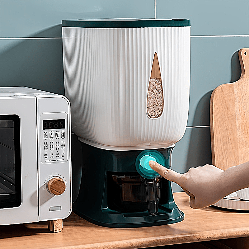 1pc 22.05LB Large Dispenser Grain Storage Container with Airtight Cover & Viewing Window - Heavy-Duty Cereal Bulk Pantry Box for Rice, Wheat, Flour, Pet - Household\u002FCommercial Grain Silo