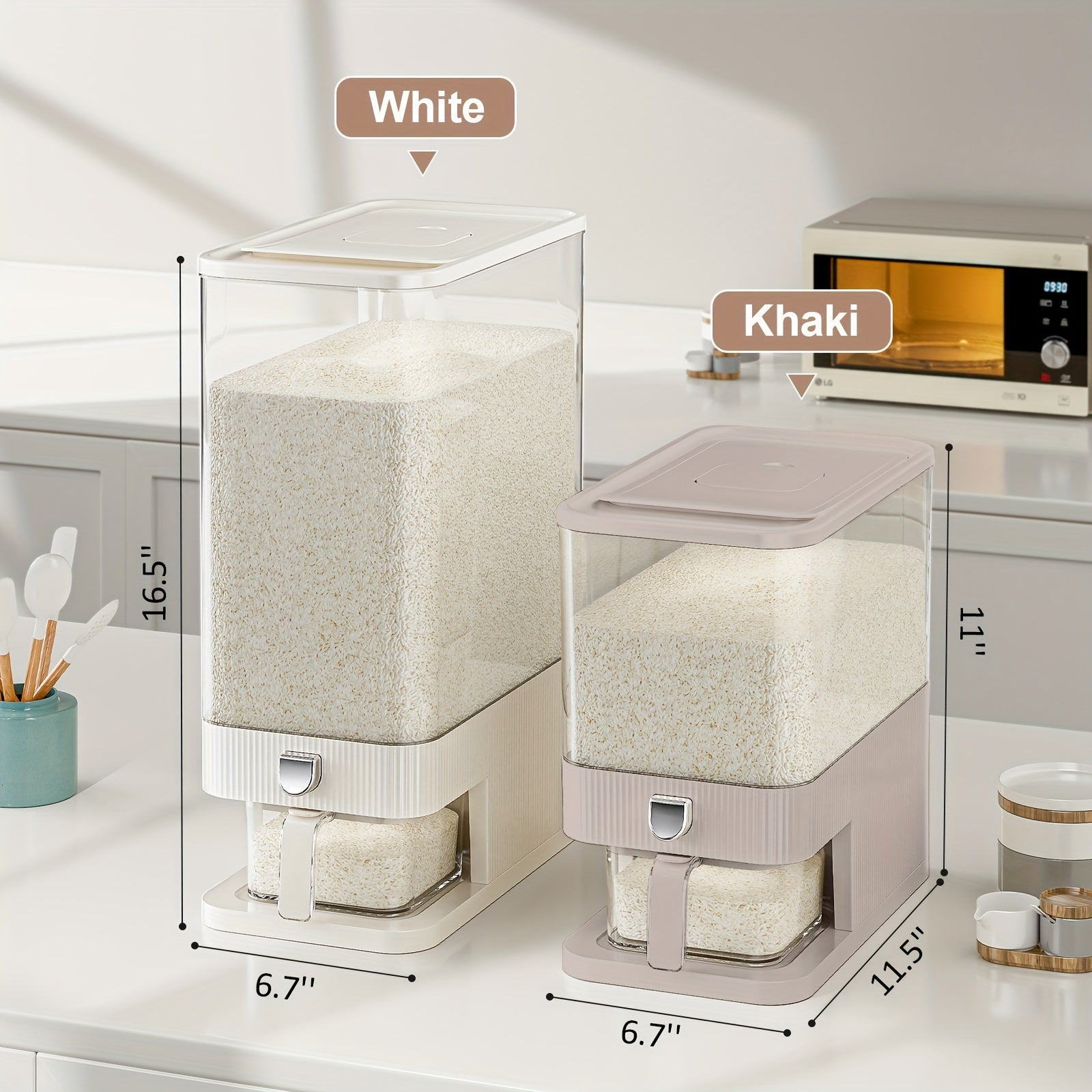 SYNCVIBE Large Rice Dispenser, Sealed Rice Storage Box With Measuring Cup For Kitchen Pantry And Home, Kitchen Soybean Corn Grain Dispenser Bucket, Moisture Resistant Household Kitchen Soybean Corn Grain Dispenser Bucket