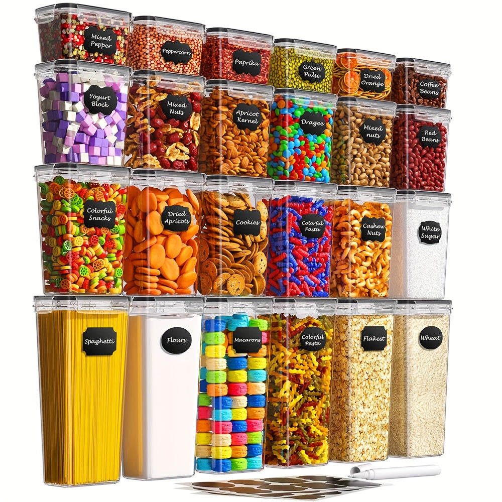 A Set of 12 Airtight Food Storage Containers, Consisting of 6 Containers And 6 Lids, Perfect for Organizing Your Kitchen Pantry And Ideal for Keeping Grains, Flour, Sugar, And Other Dry Items