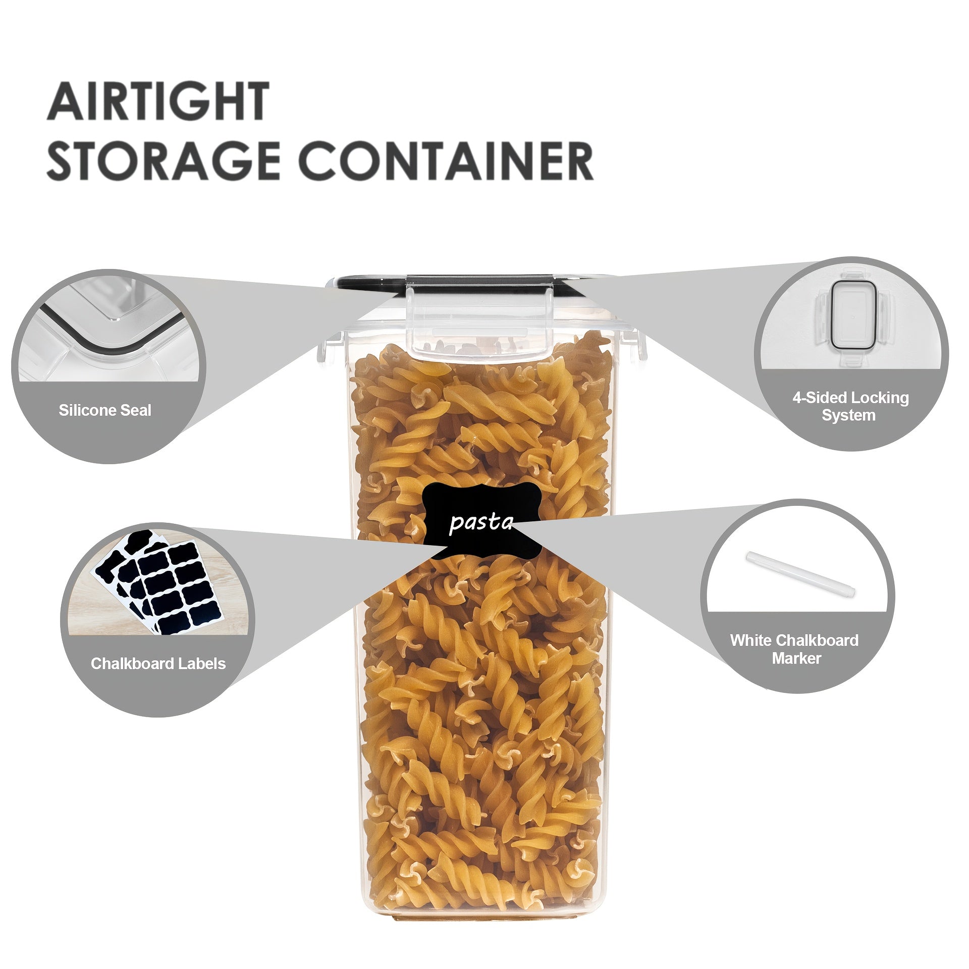 24 Sealed Storage Containers with Lids (12 Lids + 12 Boxes), Plastic Kitchen Storage Containers for Storing Dry Goods, Flour, And Sugar, Comes with Labels And a Marker