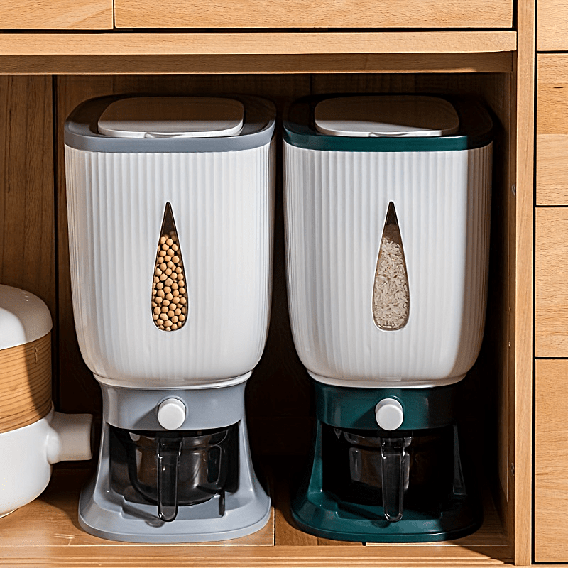 1pc 22.05LB Large Dispenser Grain Storage Container with Airtight Cover & Viewing Window - Heavy-Duty Cereal Bulk Pantry Box for Rice, Wheat, Flour, Pet - Household\u002FCommercial Grain Silo