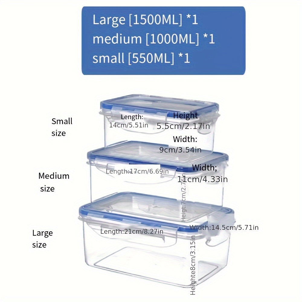 Clear Airtight Food Containers 3pcs\u002Fset Airtight Food Storage Containers - Clear Plastic Moisture-Proof Sealed Fresh-Keeping Box - Home Kitchen Supplies